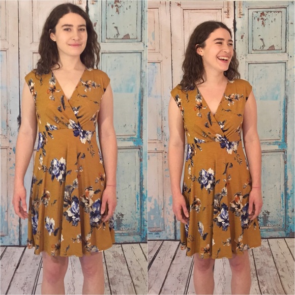 Mustard Floral Dress - Picture 2 of 2